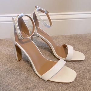 White Faux Leather Heels